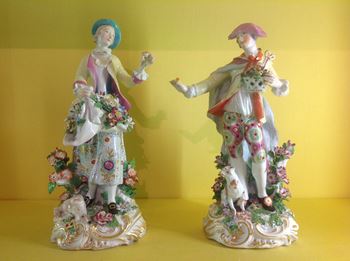 A pair of Chelsea figures of a shepherd and shepherdess