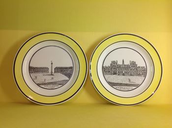 A set of six Choisy le Roi creamware plates