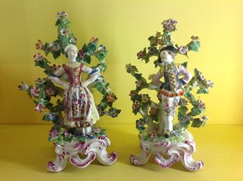 A pair of Bow figures of 'Dutch Dancers'