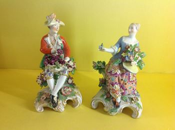 A pair of Chelsea figures