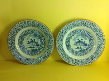 An unusual pair of Dutch Delft plates