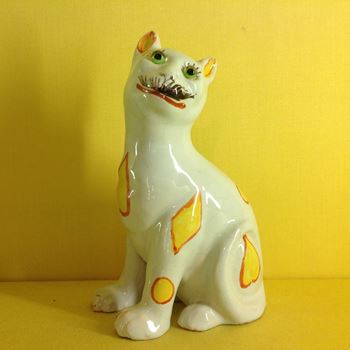 A Mosanic faience small model of a cat