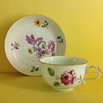 A rare Worcester teacup and a Meissen saucer 