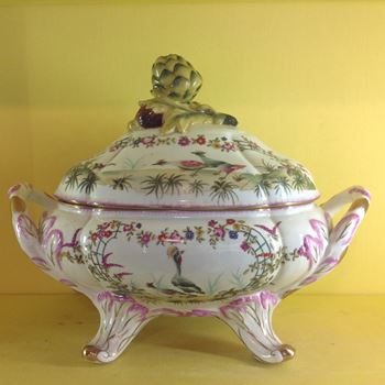 A pair of Continental porcelain large tureens and covers 