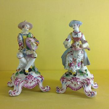 A pair of Bow figures of Harlequin and Columbine 