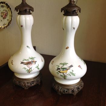 A pair of Meissen lamp bases 