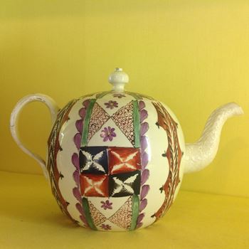 A Wedgwood 'Rhodes' decorated creamware teapot and cover 