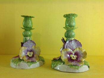 A pair of Anne Gordon porcelain candlesticks