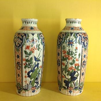 An unusual pair of Dutch Delft vases 