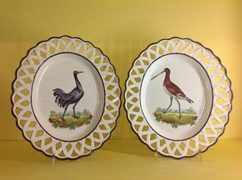 A pair of pearlware ornithological dishes 