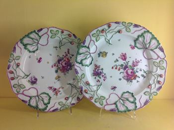 An unusually large pair of Longton Hall plates 