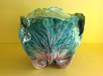 A Holics faience cabbage shaped tureen and cover 