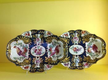 A pair of Worcester Lady Mary Wortley Montagu Pattern dishes