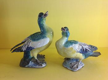A pair of Anne Gordon faience models of ducks
