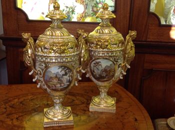 A superb pair of Derby large vases and covers 
