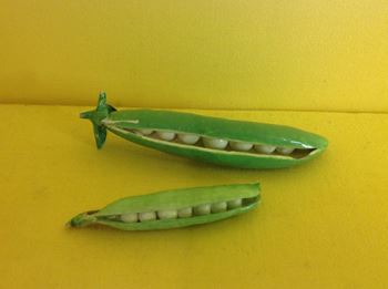 Two English porcelain pods of peas 