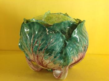 A Holics faience cabbage form tureen and cover 