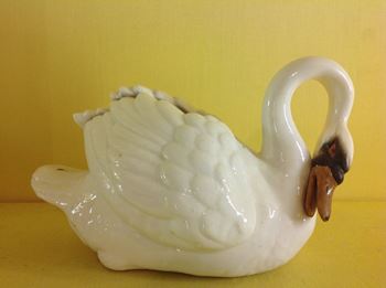 An unusual English porcelain swan form vase 