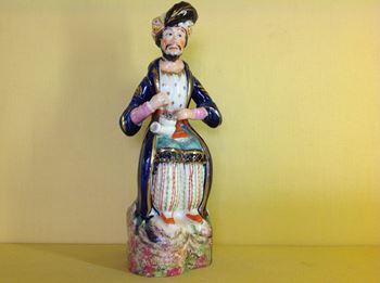 An unusual Staffordshire porcelain figure of Turk 