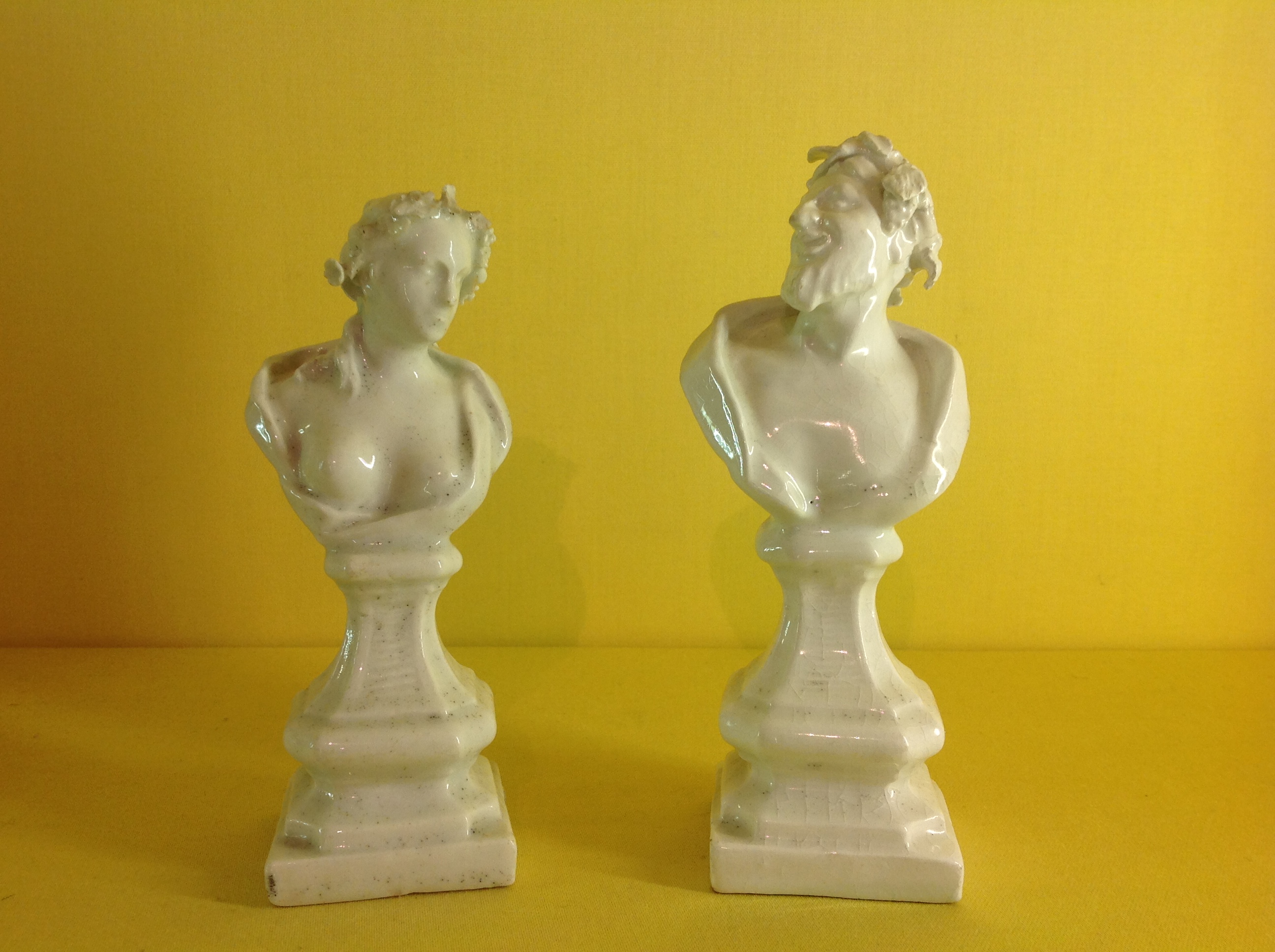 A pair of Bow busts of Spring and Winter