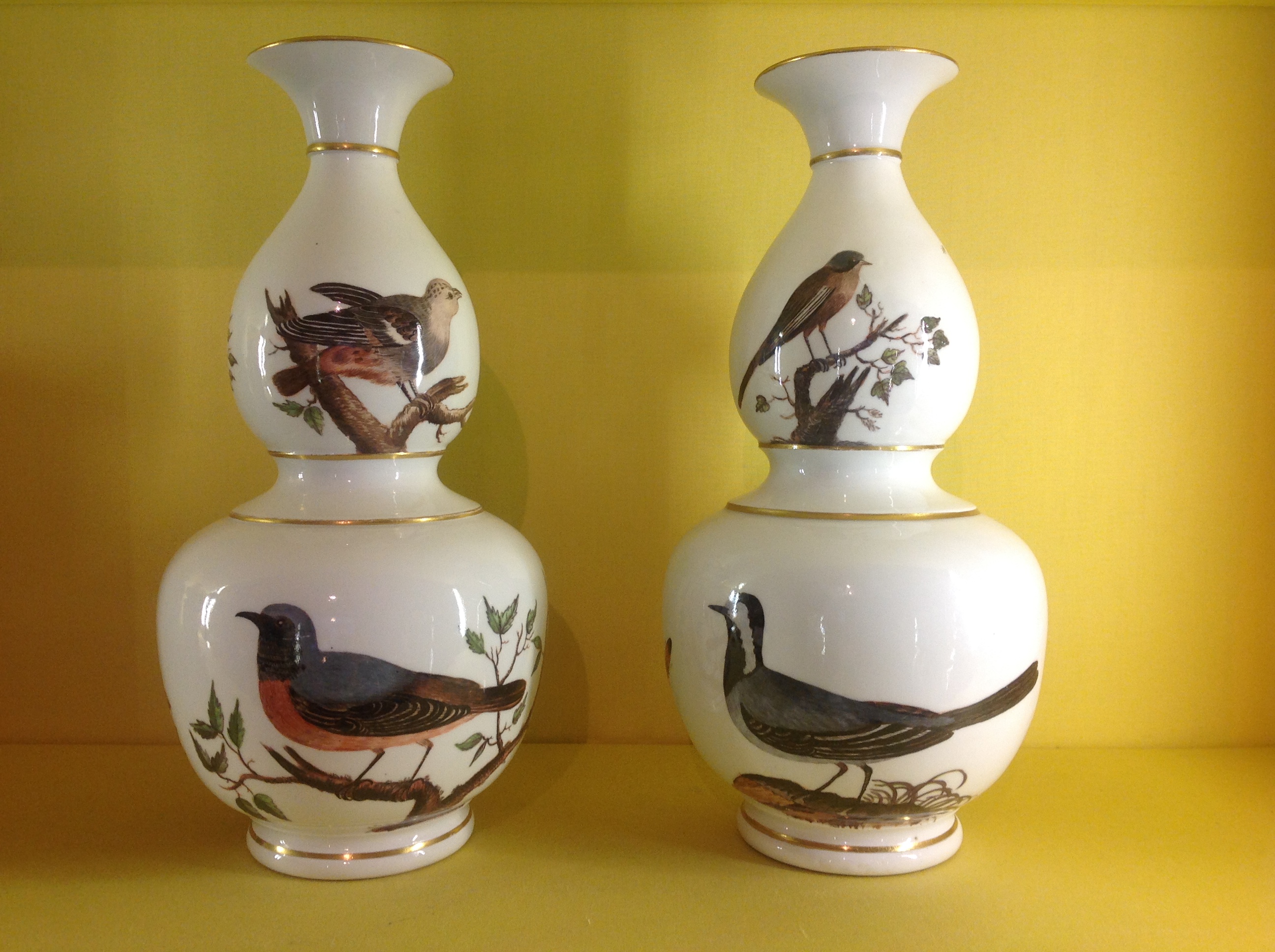 A pair of Meissen double gourd shaped vases