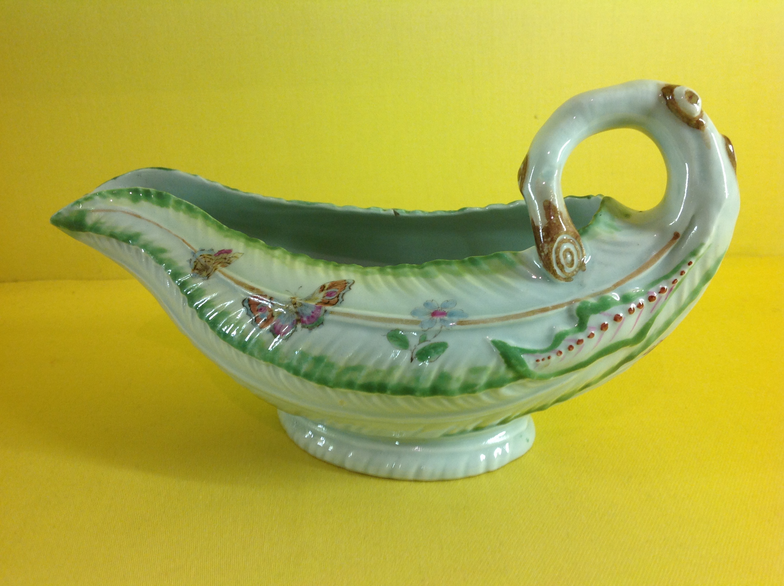 A Worcester cos lettuce moulded sauceboat