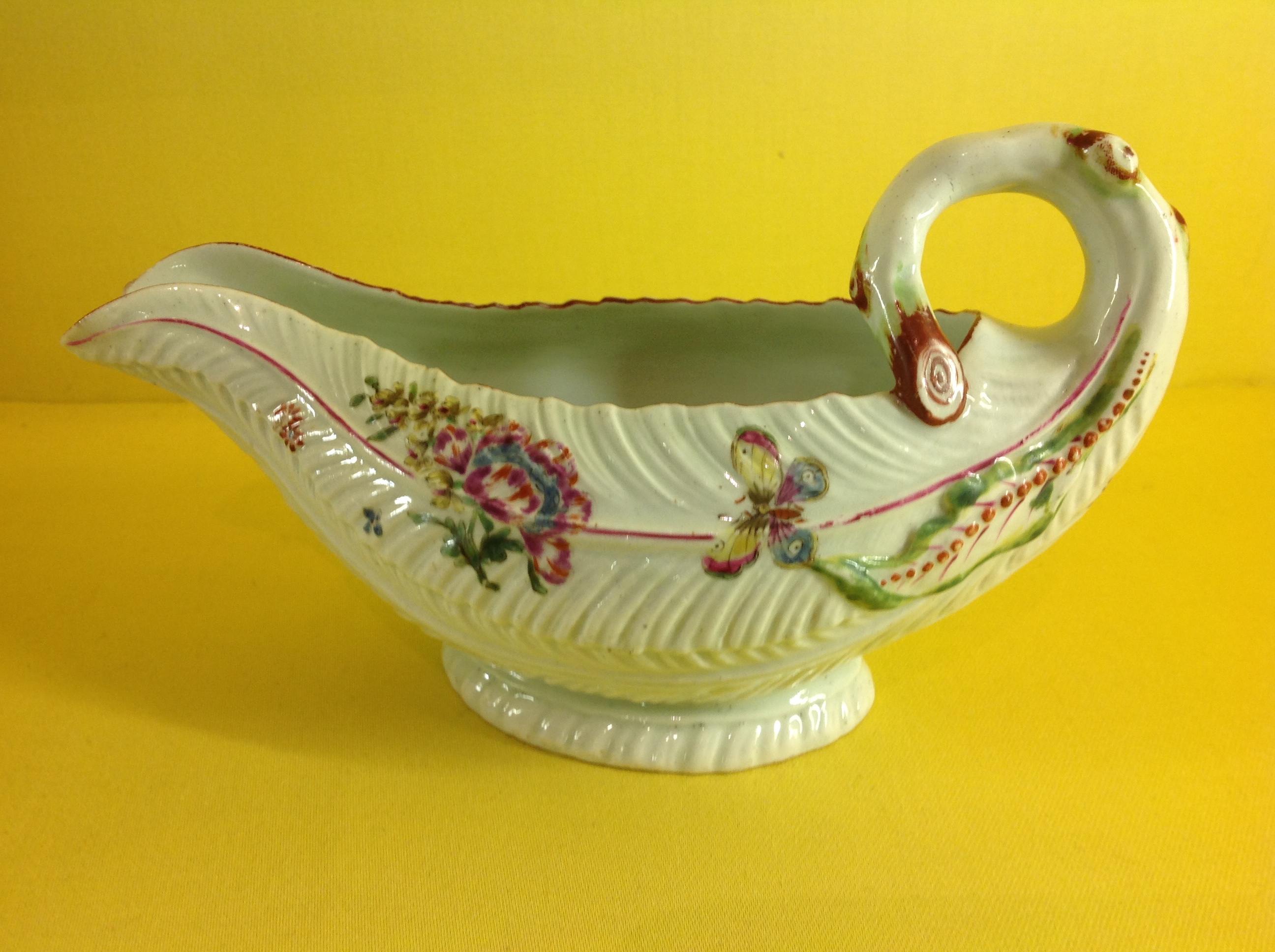 A Worcester cos lettuce moulded sauceboat