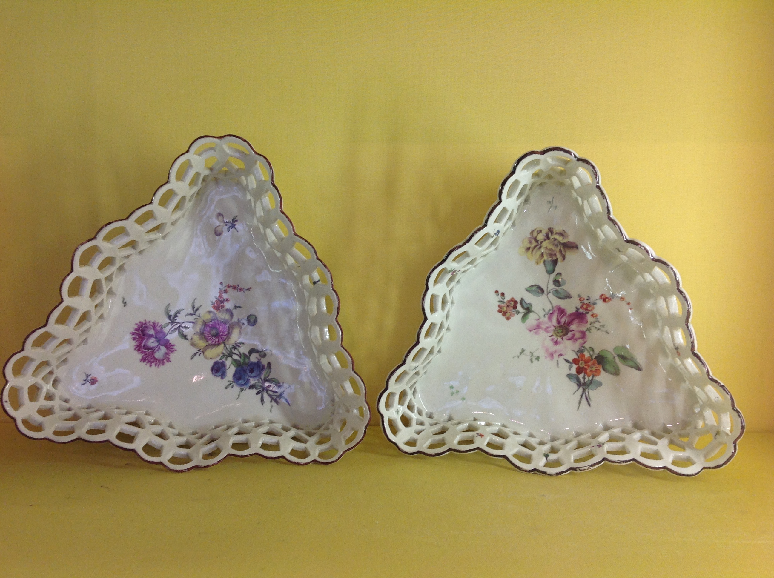 A rare pair of Hochst triangular baskets 