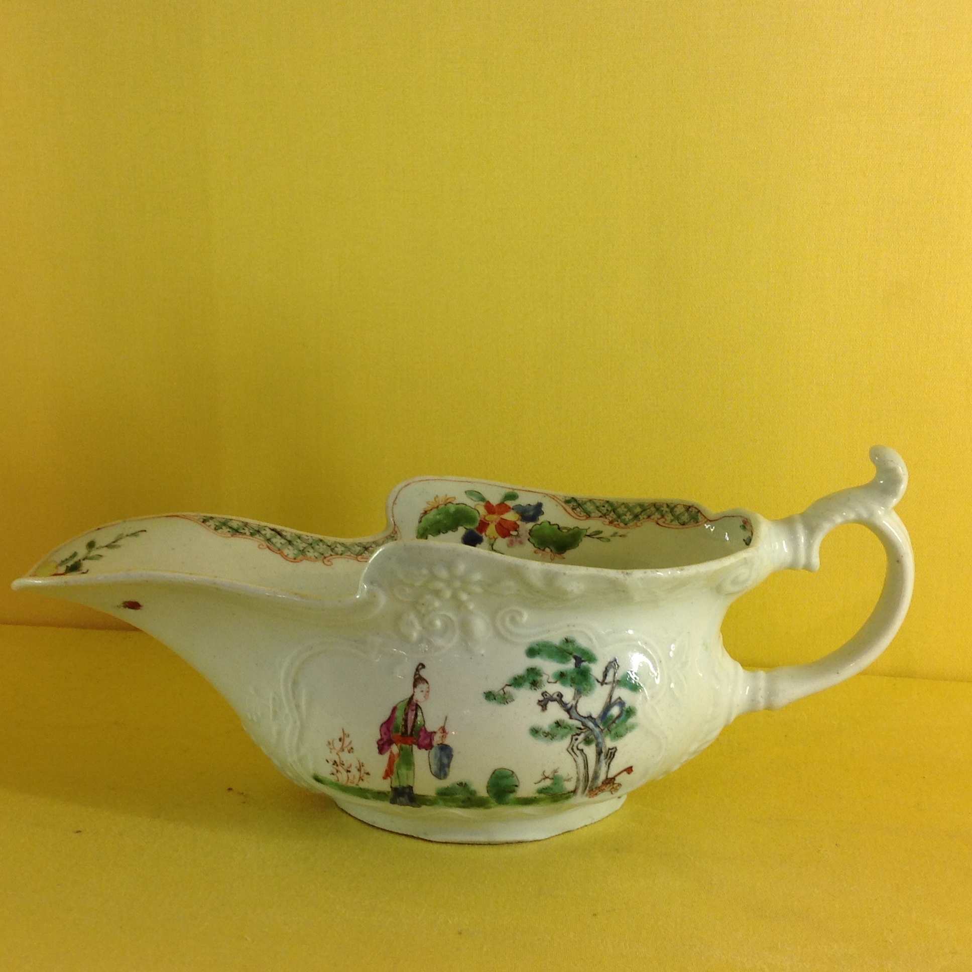 A rare early Worcester sauceboat 