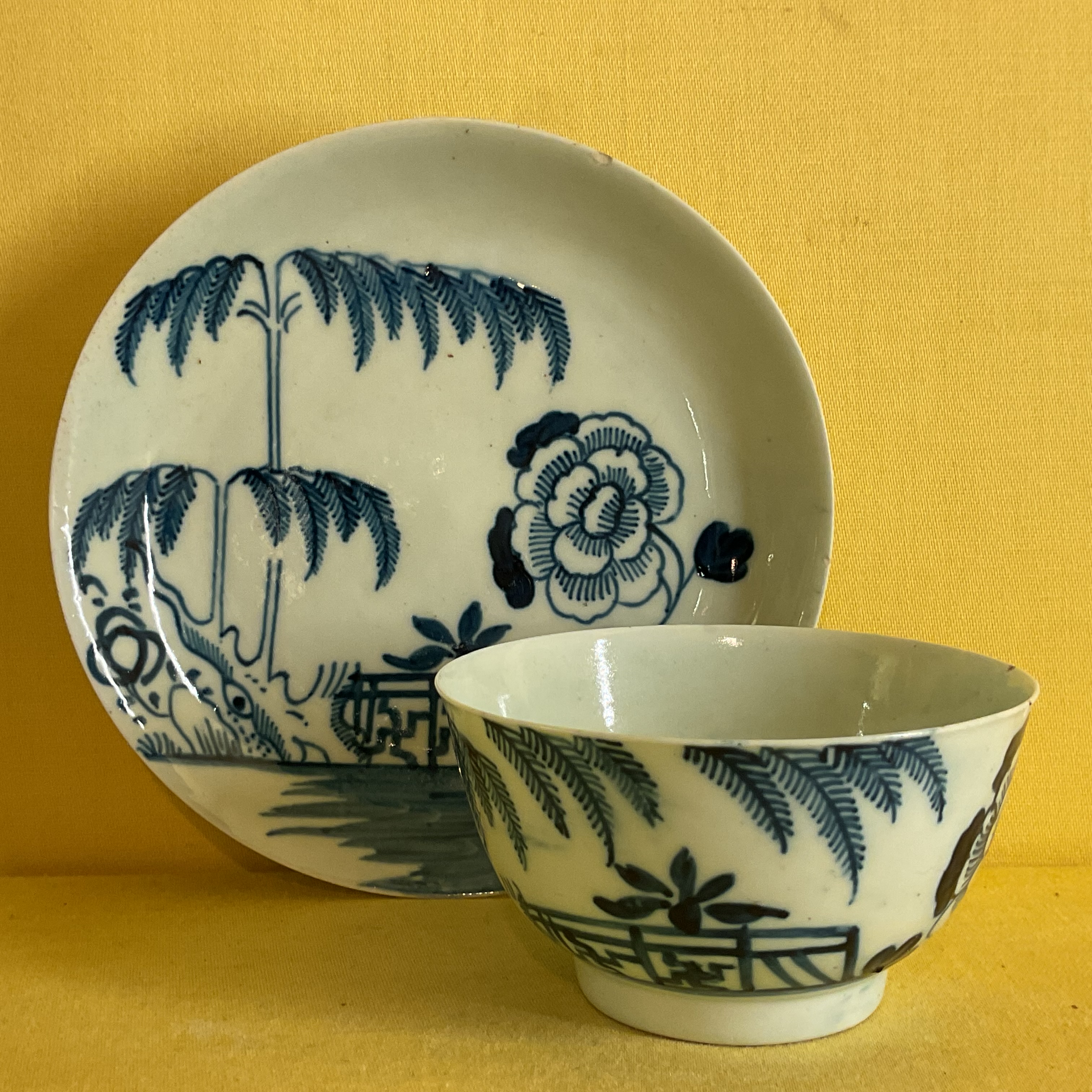 A Chaffer’s Liverpool tea bowl and saucer 