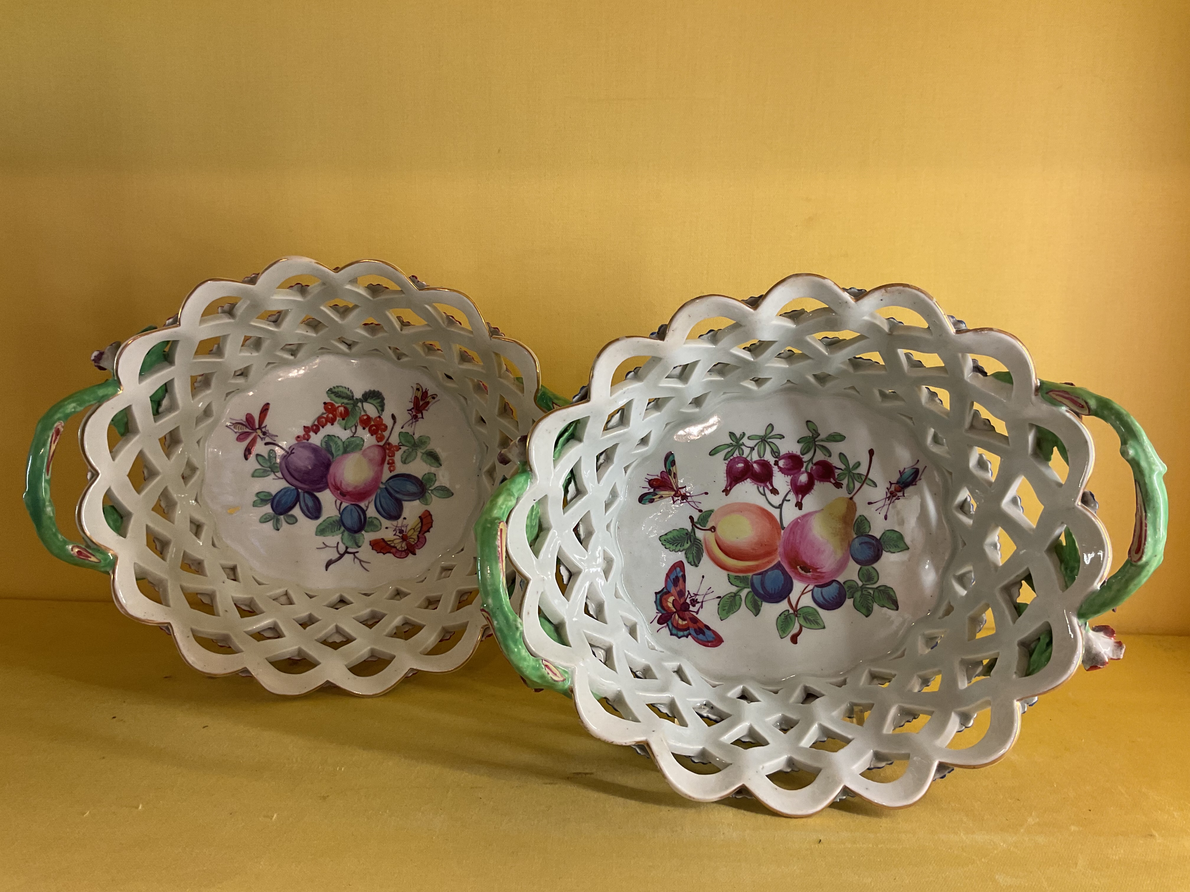 Two Worcester pierced oval baskets 