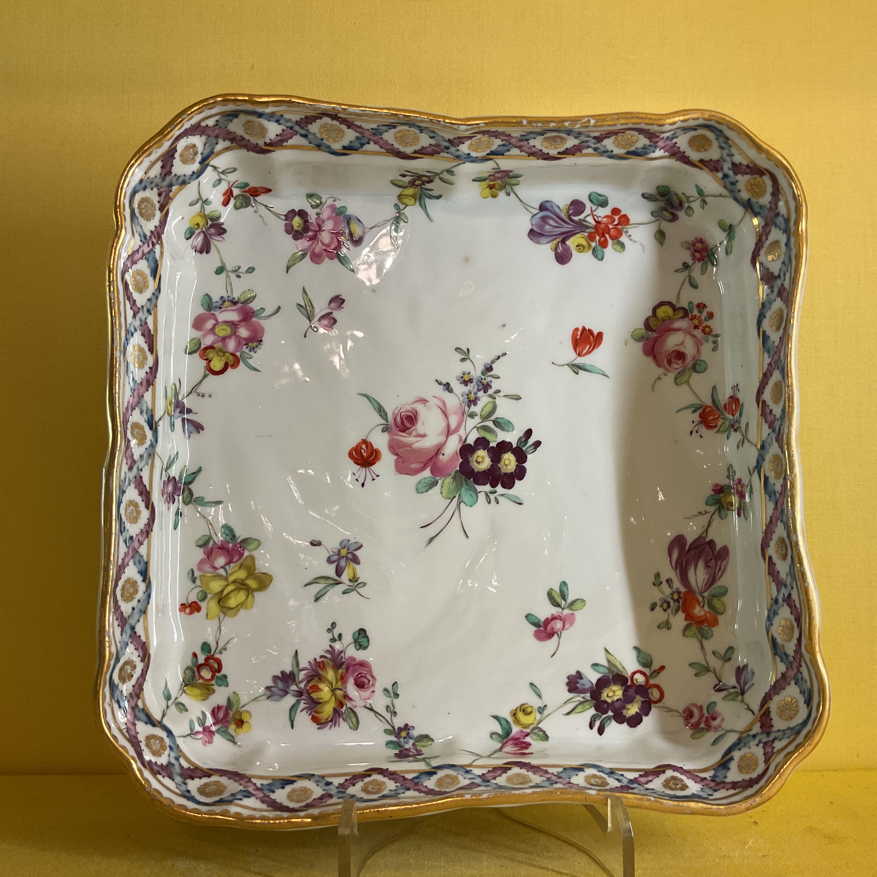 A rare Bristol square dessert dish 