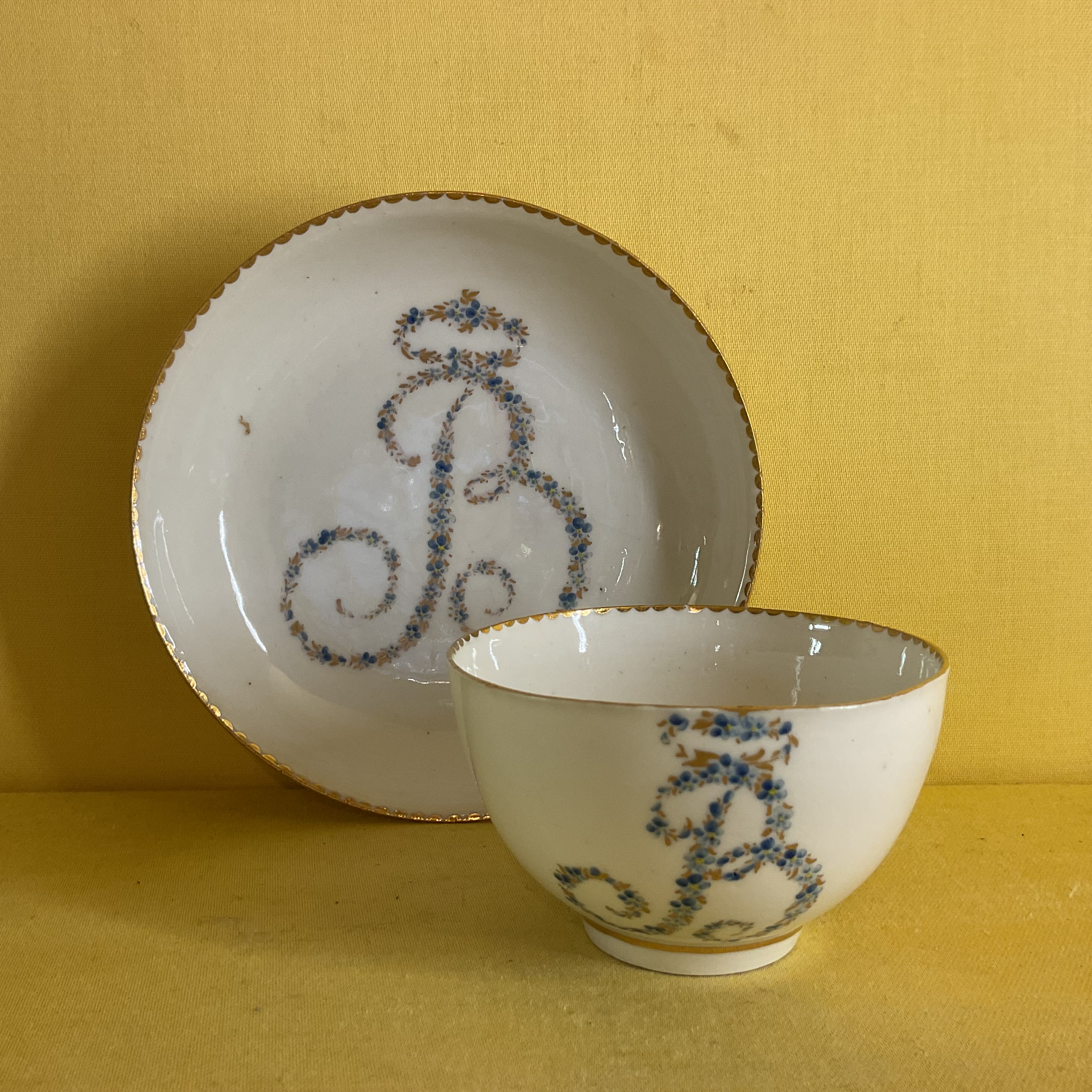 A rare Bristol tea bowl and saucer 