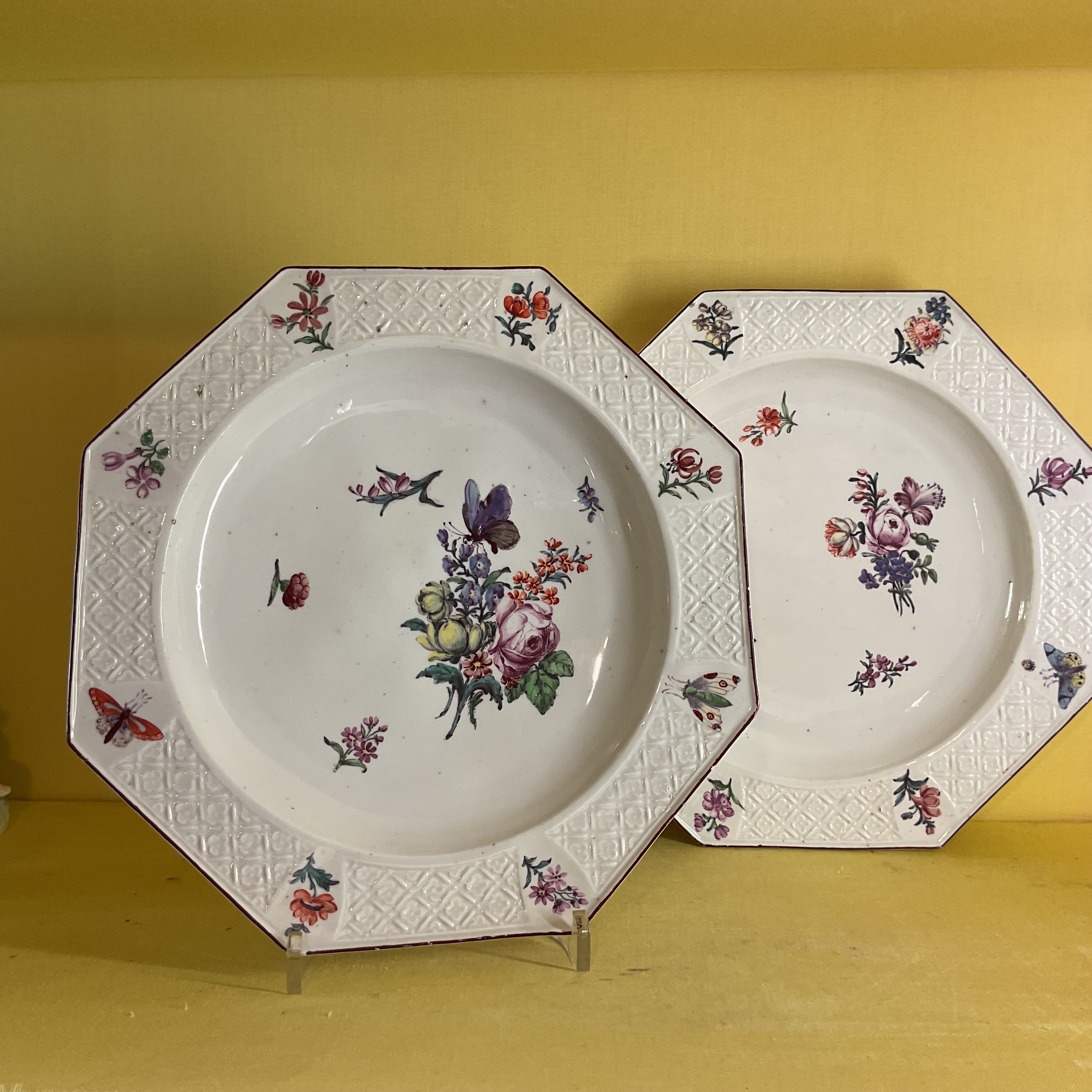 A pair of Chelsea octagonal large plates 