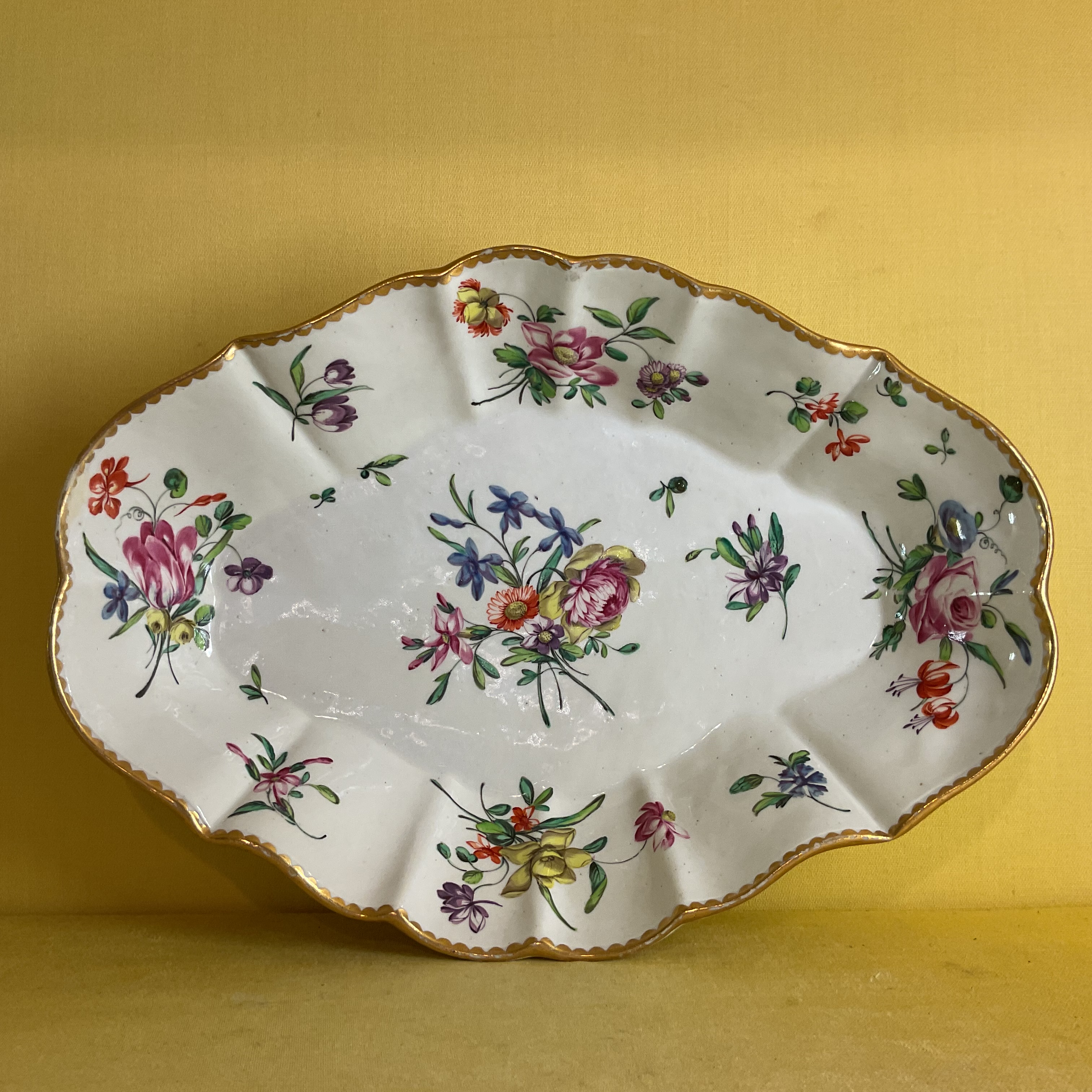 A Bristol fluted lozenge shaped dish 