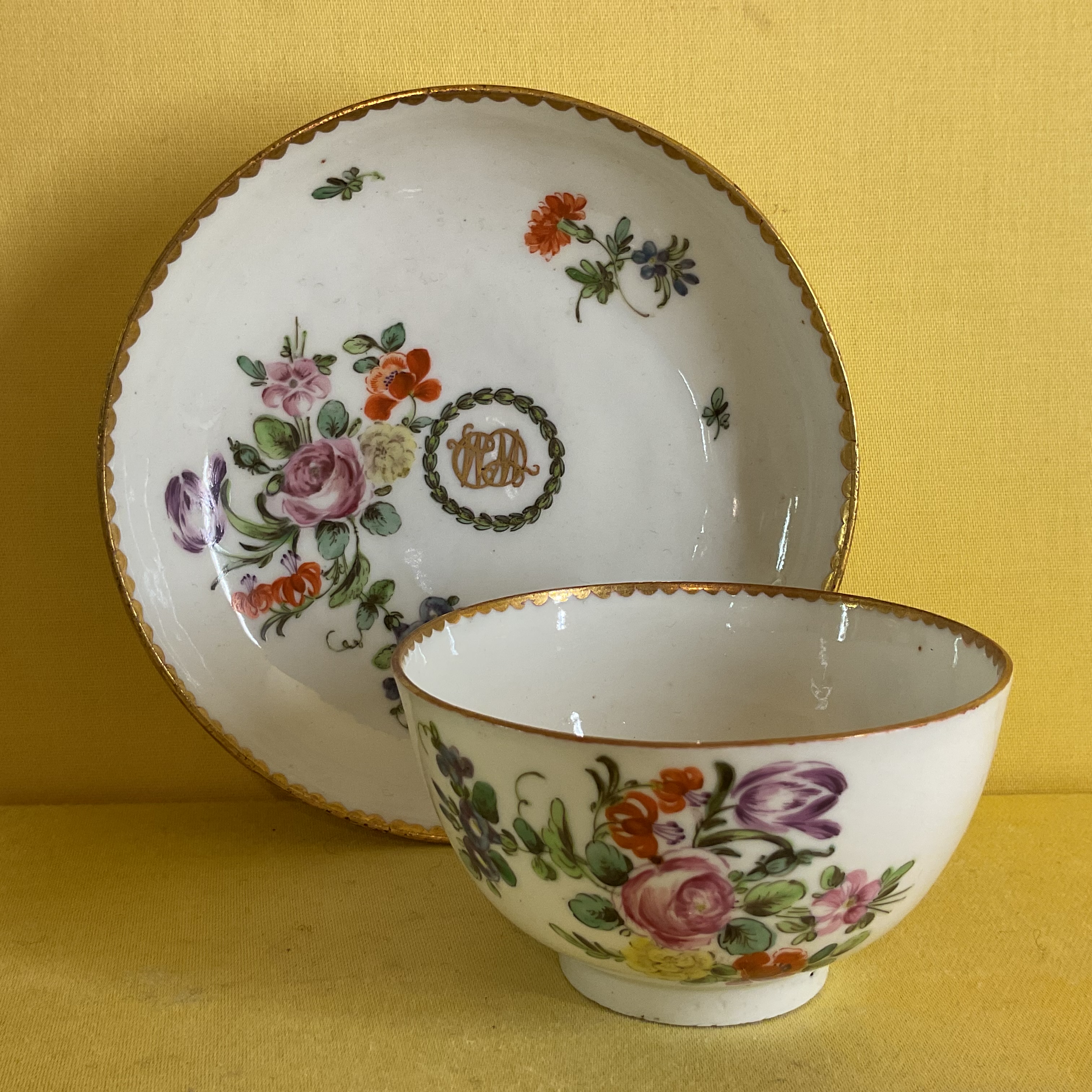 A rare Bristol tea bowl and saucer 