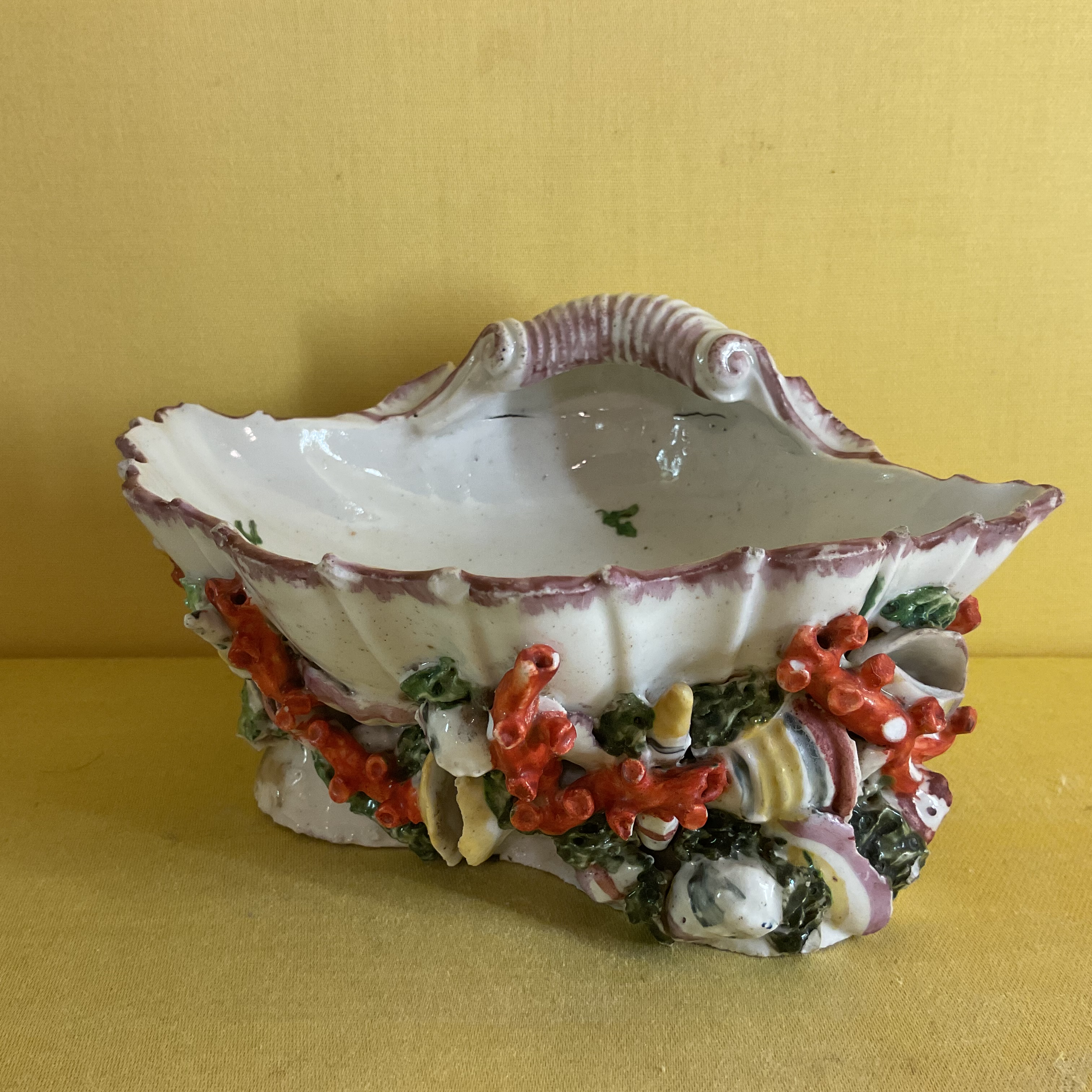 A rare Bristol shell shaped sweetmeat dish