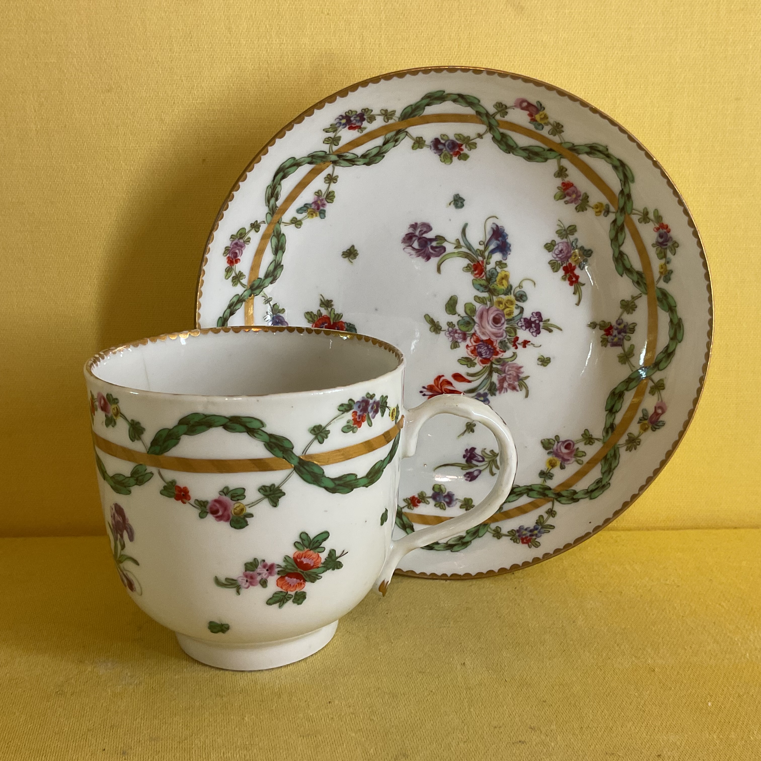 A Bristol coffee cup and saucer, from the Gainsborough Service 