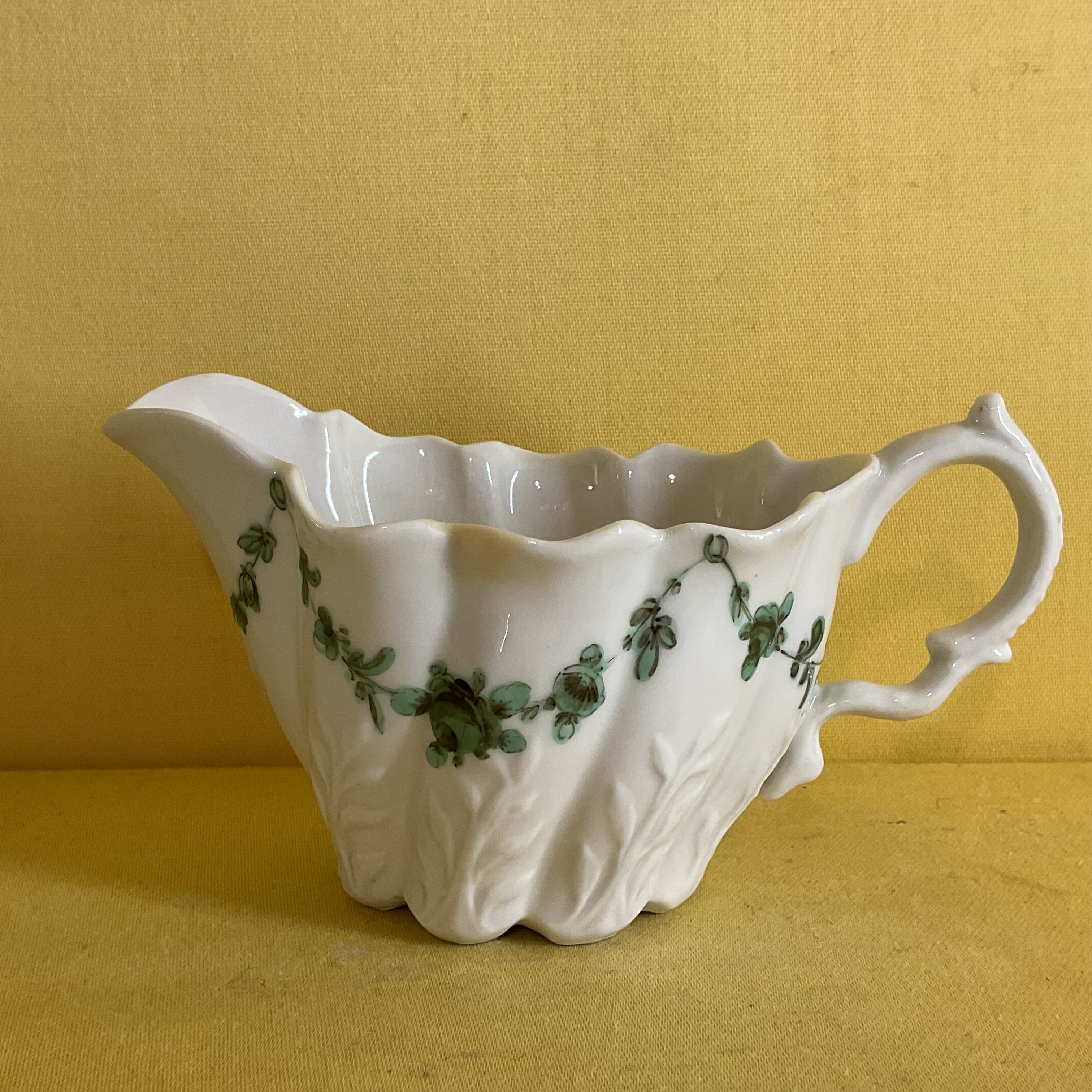 An unusual Bristol ‘Low Chelsea Ewer’ cream boat 