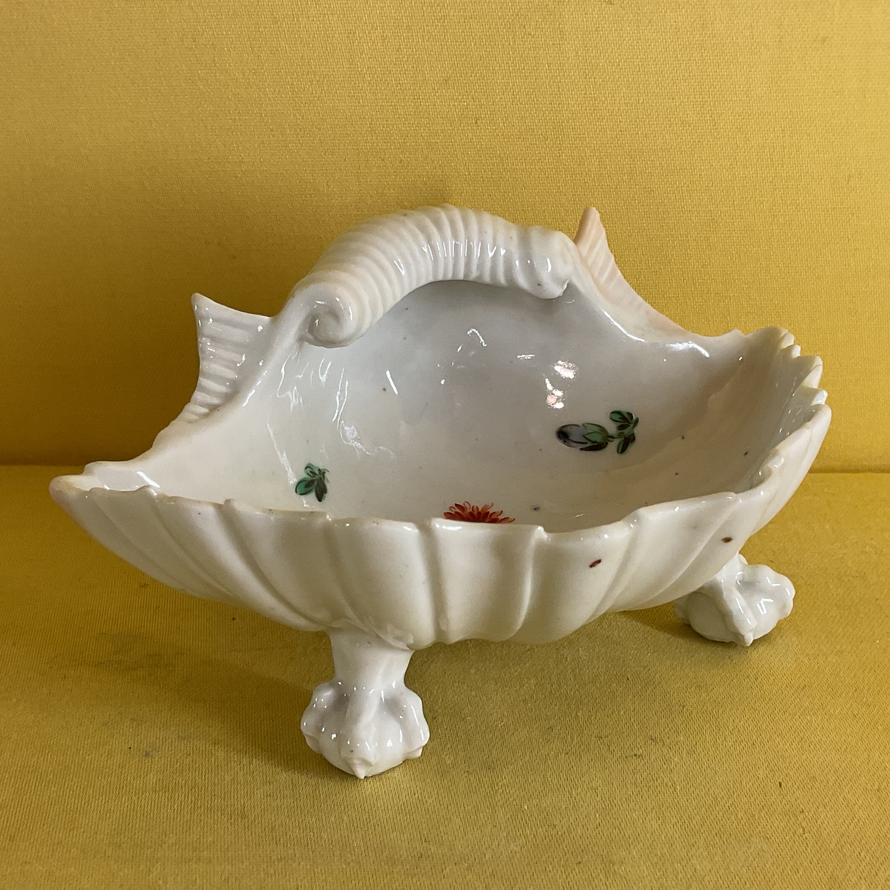 A rare Bristol shell shaped salt 