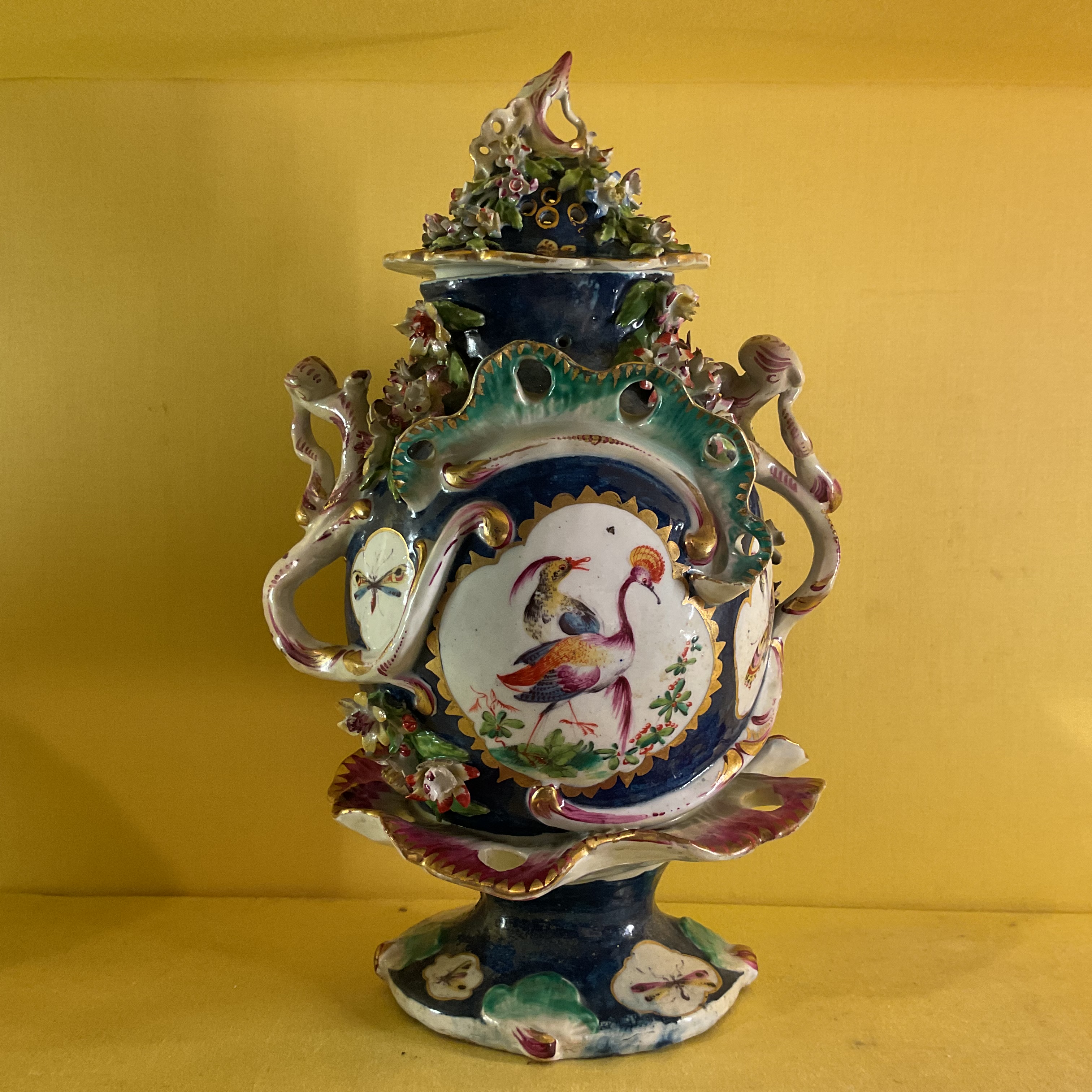A Bow pot pourri vase and cover 