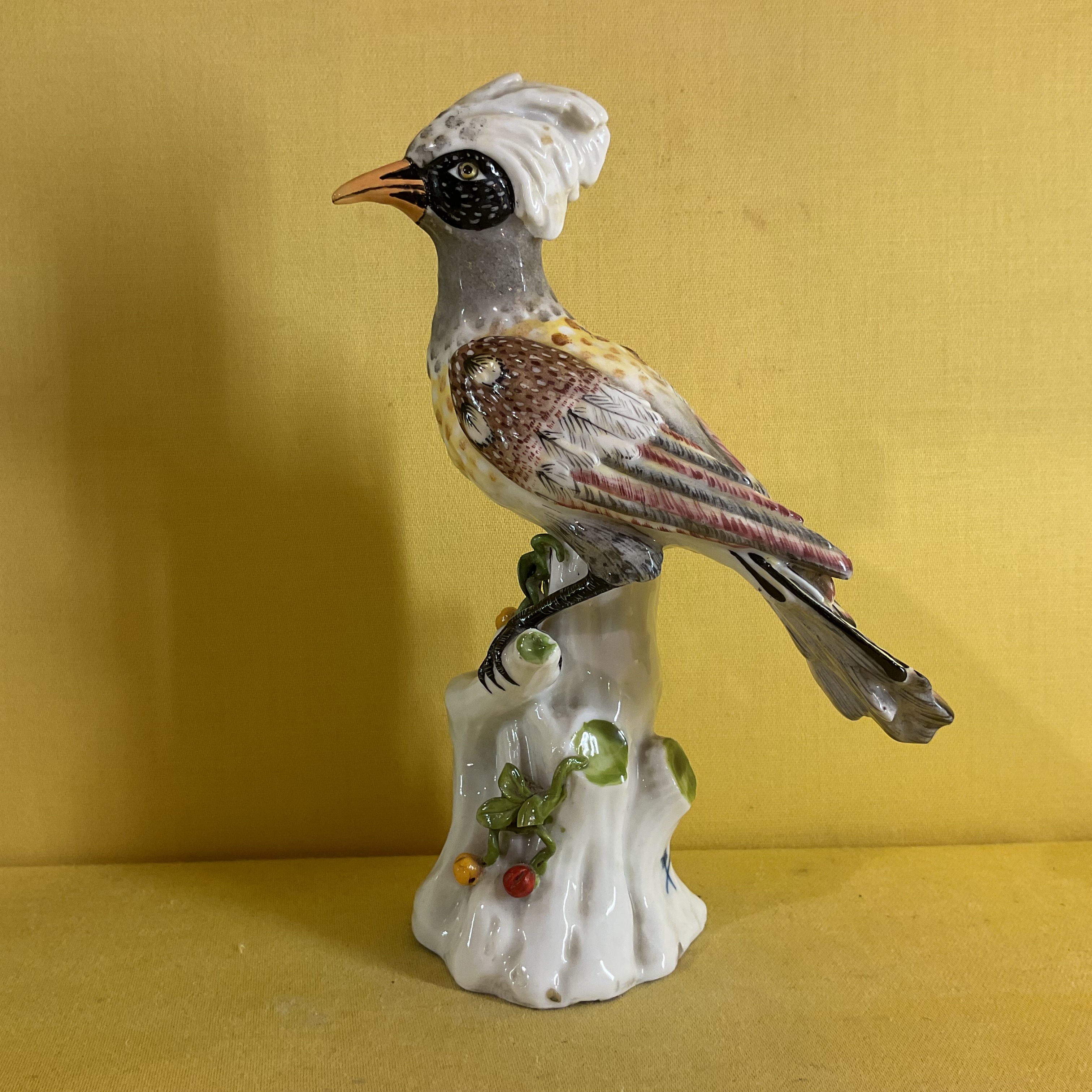 A Continental porcelain parrot 