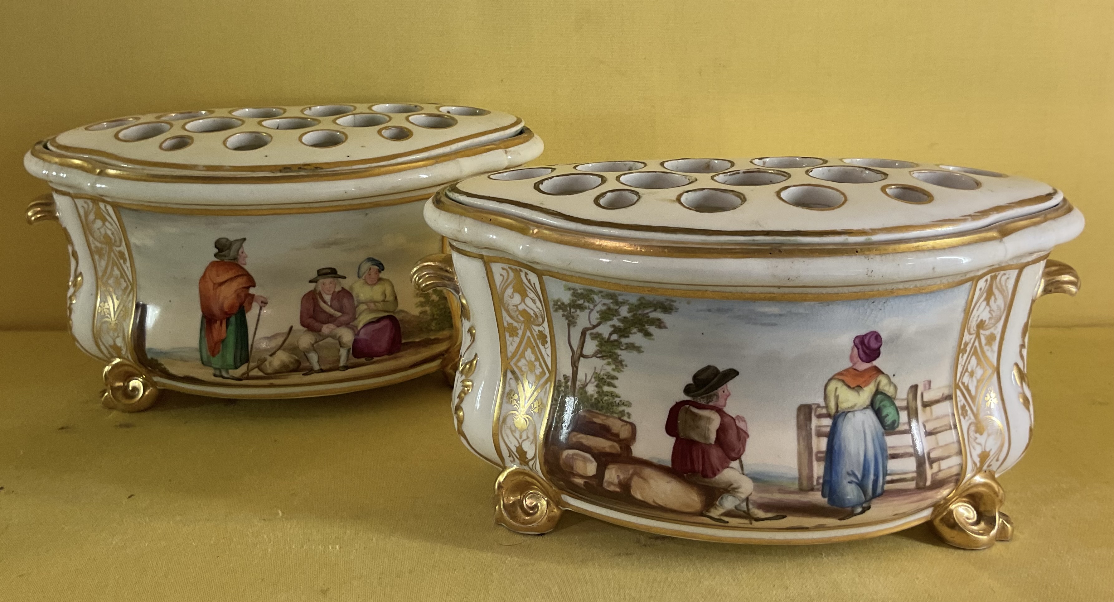 A pair of Derby bough pots and covers 