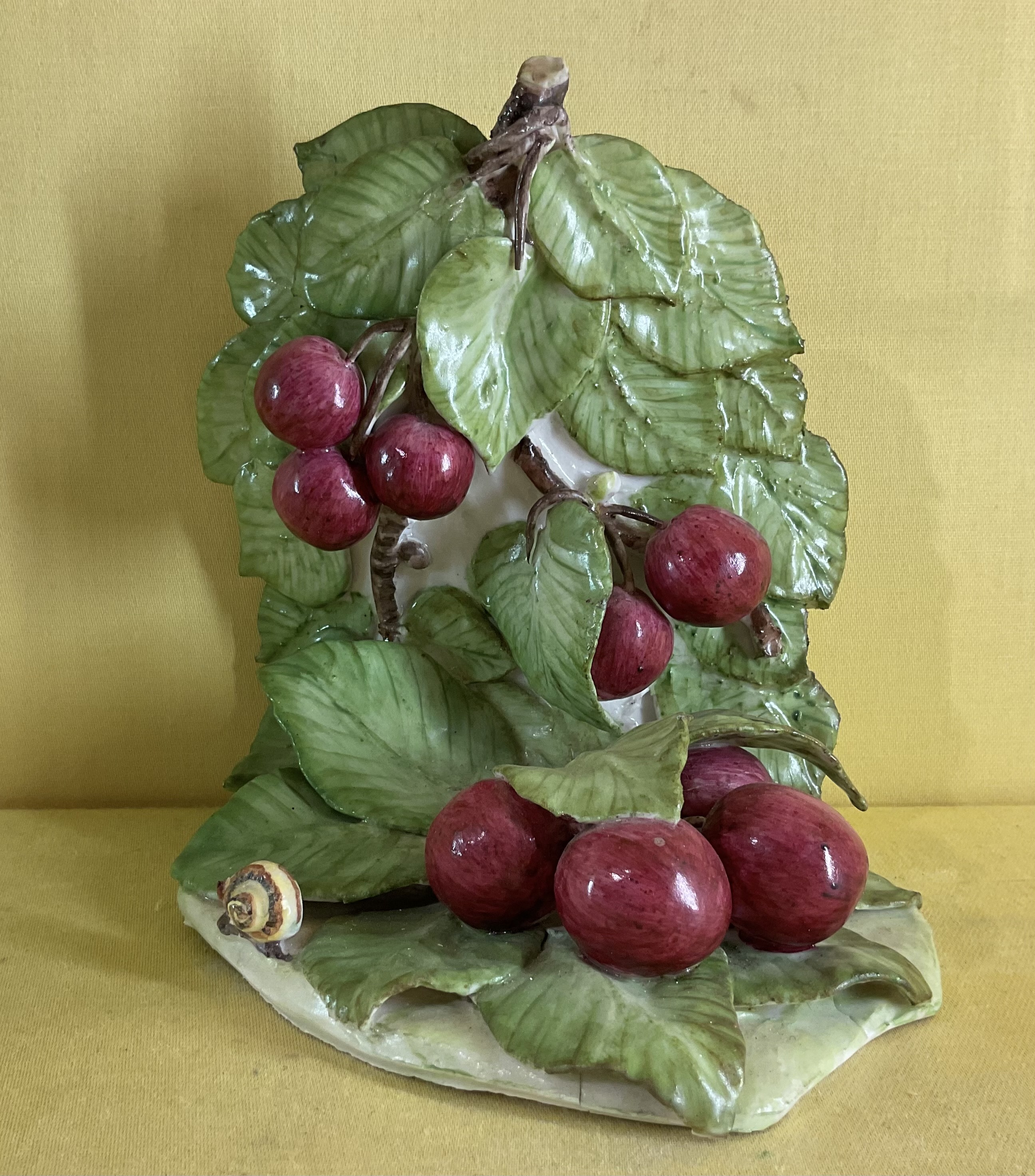 An unusual Anne Gordon (Marchioness of Aberdeen) group of cherries and a snail 