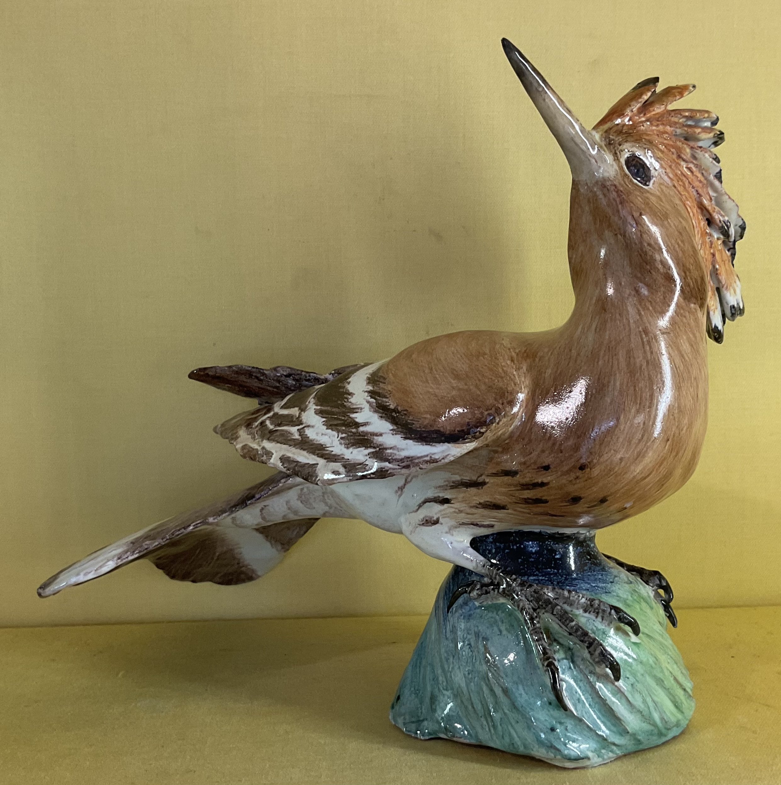 An Anne Gordon (Marchioness of Aberdeen)  faience model of a Hoopoe 