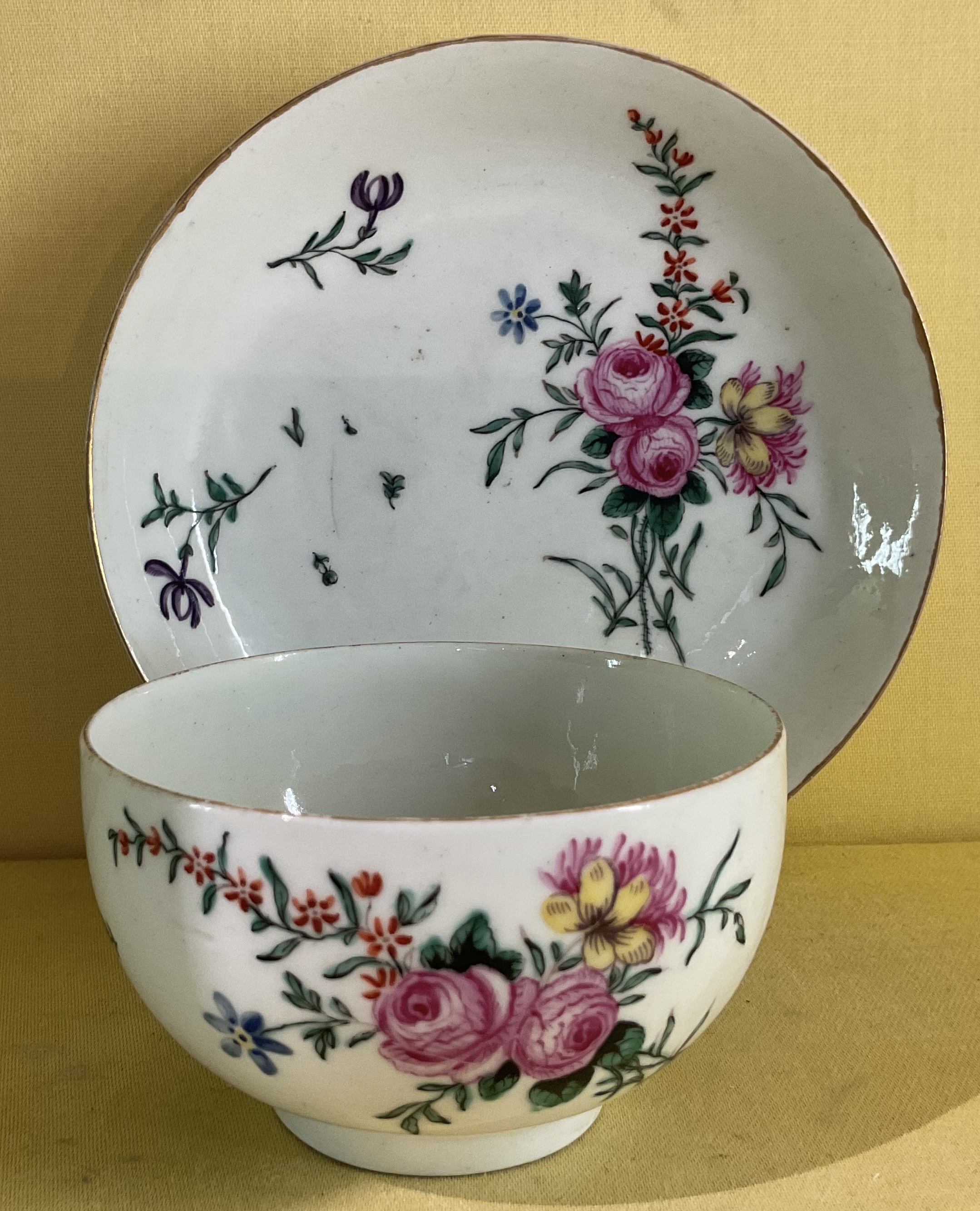 A rare Worcester teacup and saucer 