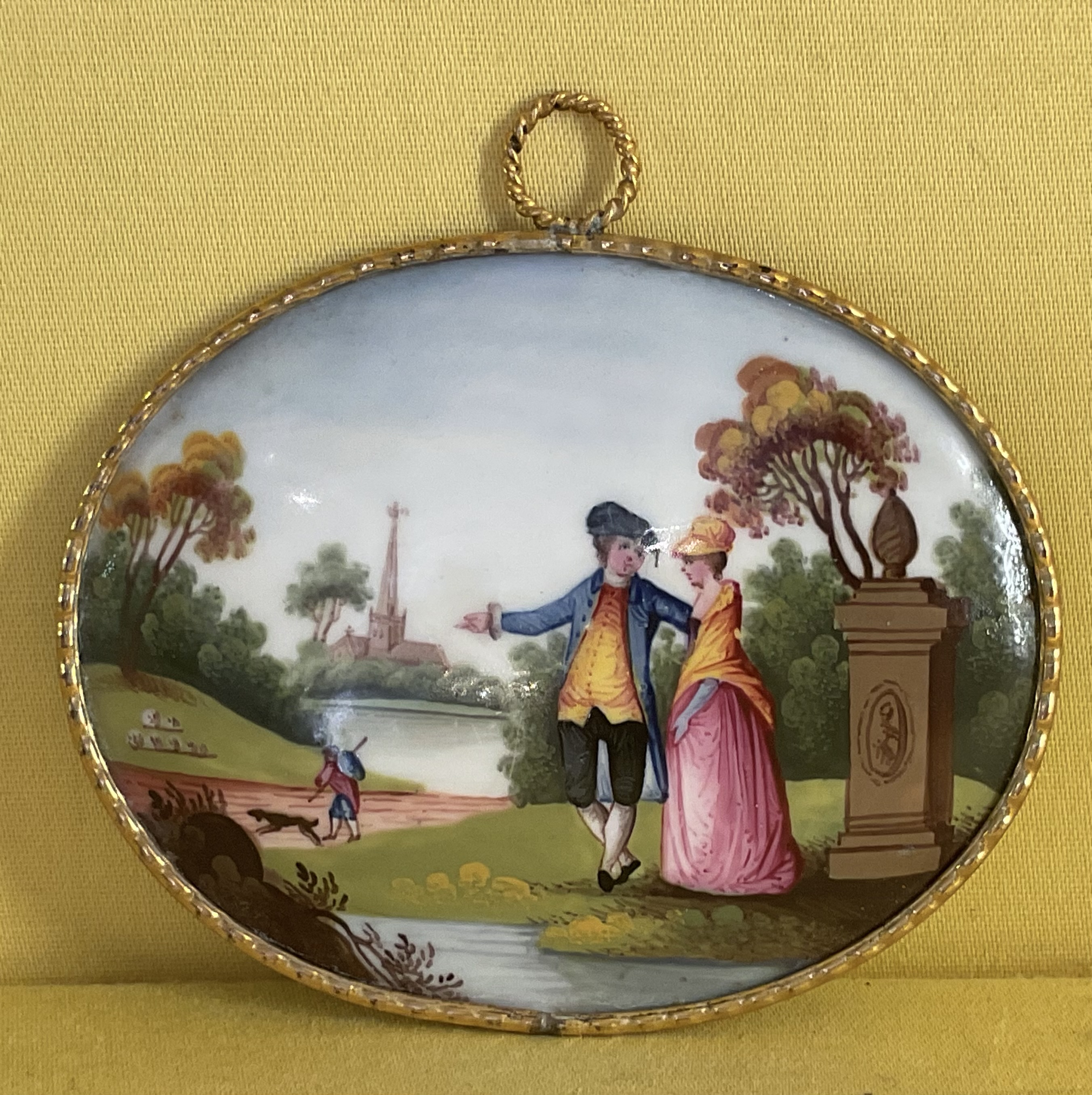 A Birmingham enamel oval plaque 
