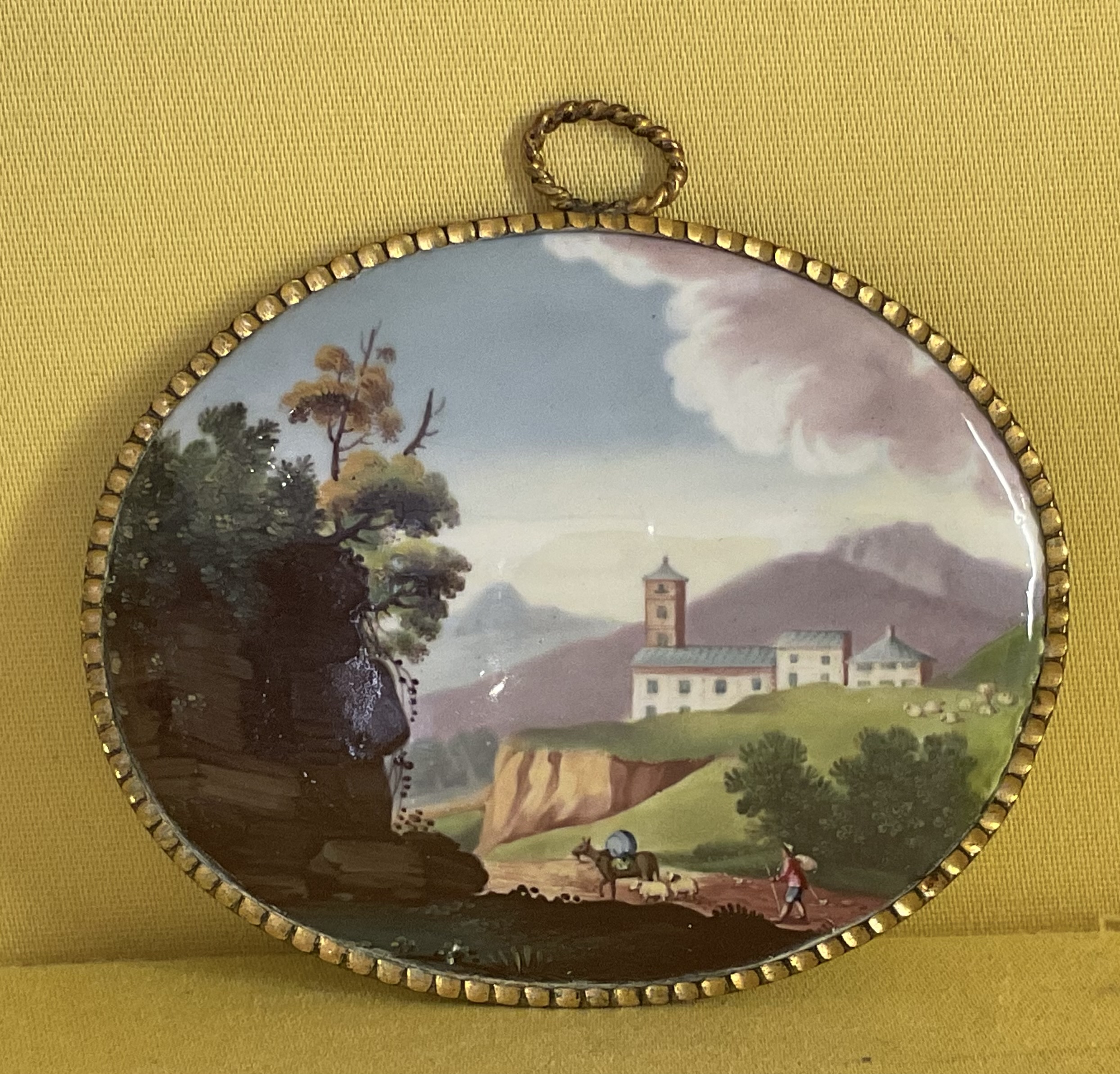 A Birmingham enamel oval plaque 