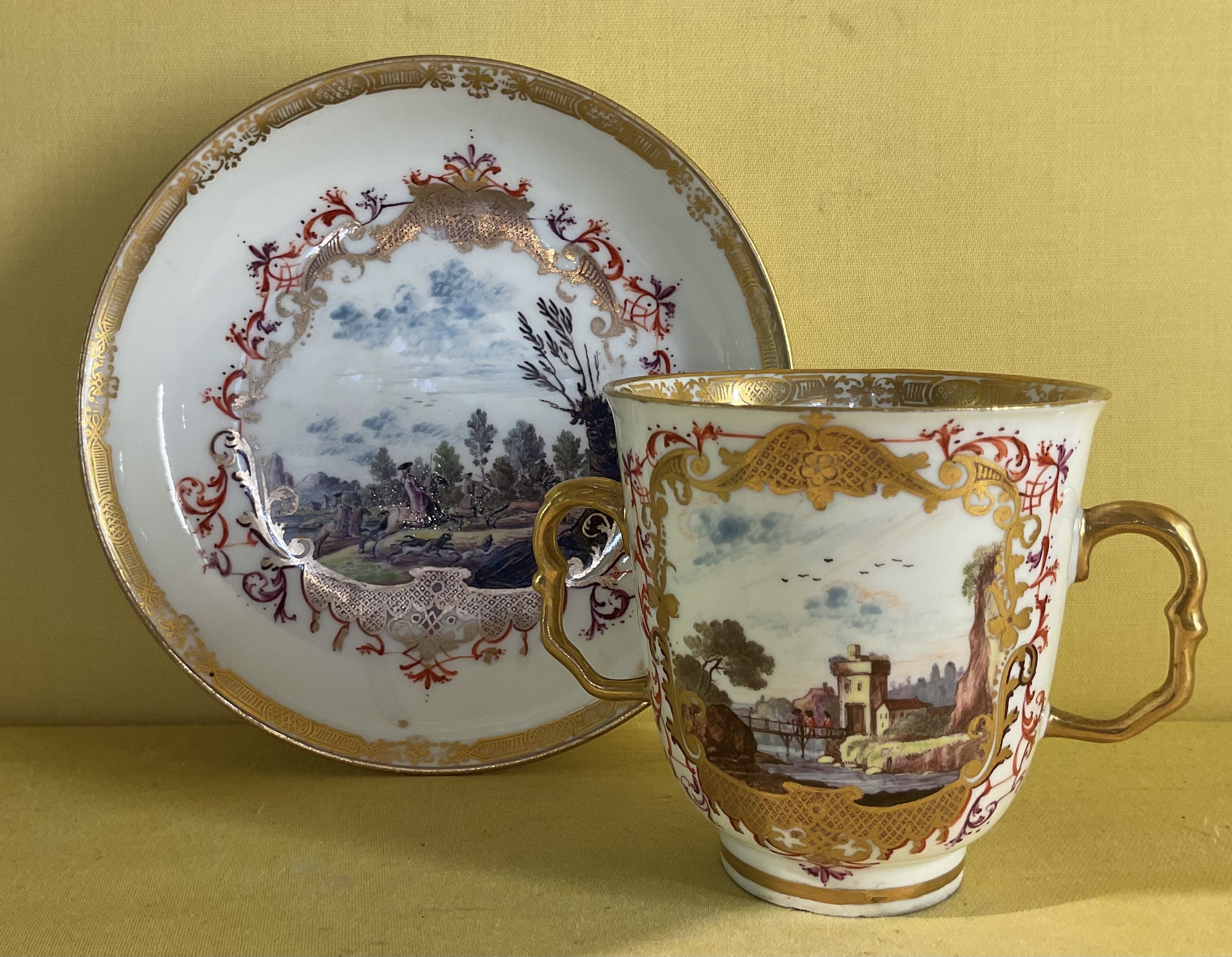 A Meissen chocolate cup and saucer 