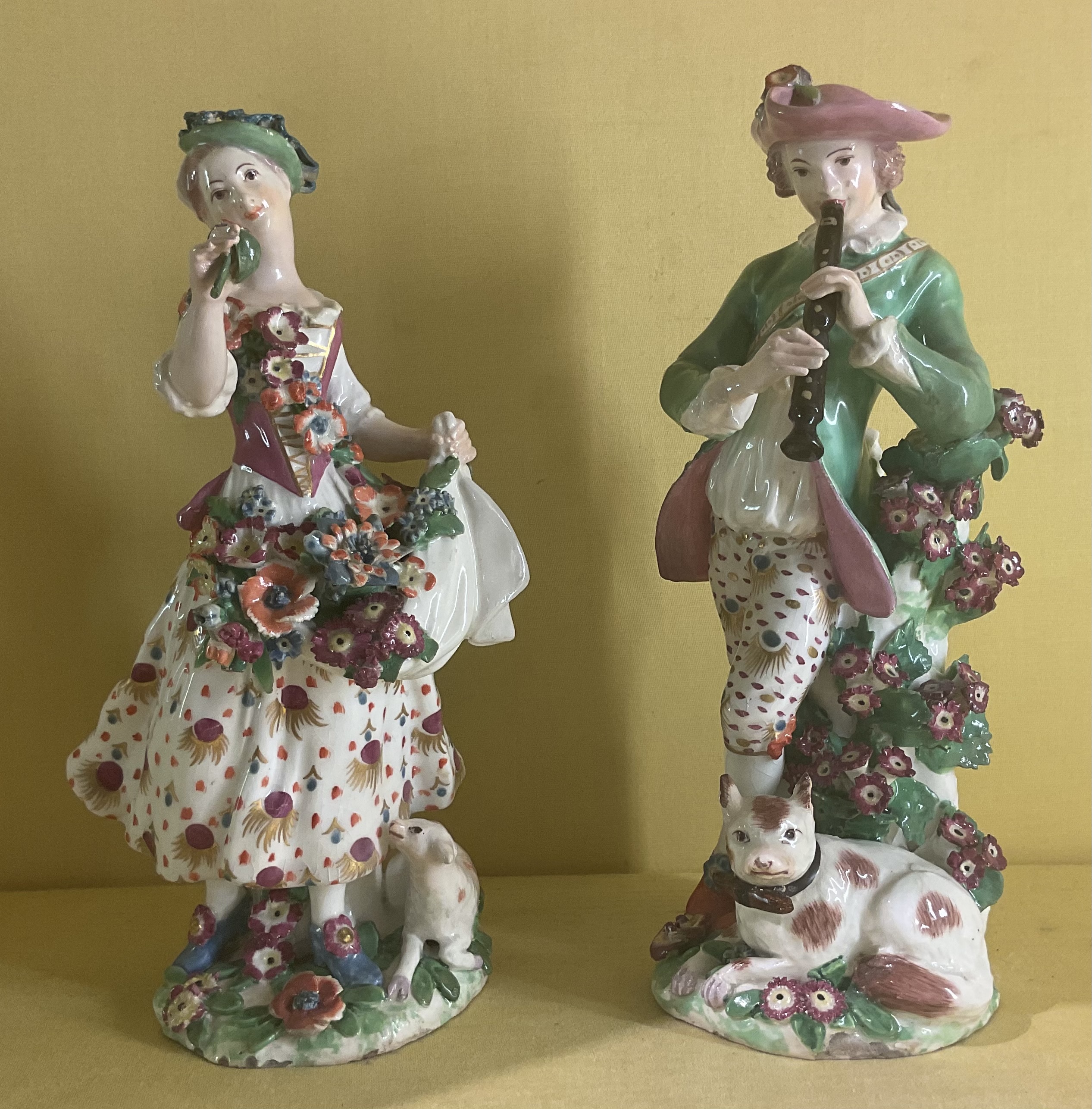 A pair of Chelsea figures 